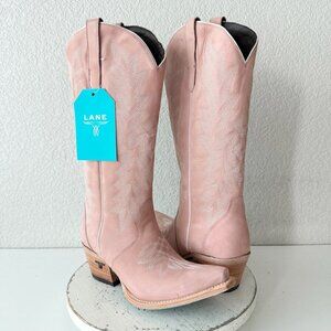 Lane Gallatin Womens Cowboy Boots Pink Leather Western Mid Calf Snip Toe 9.5